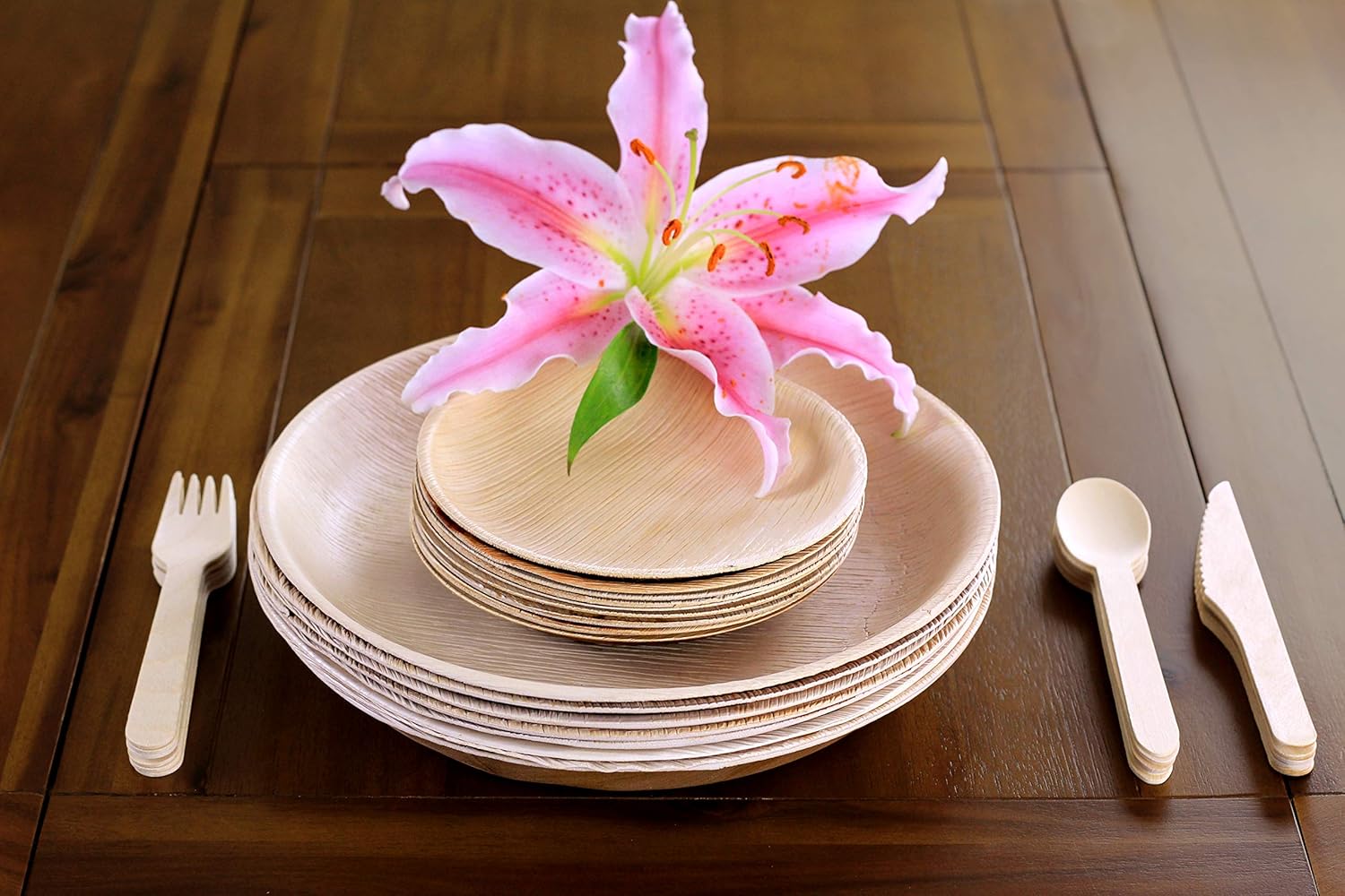 FOOGO Green 25pcs Disposable Palm Leaf Plates, 10"(25cm) Large Round, Eco Friendly Biodegradable Compostable Like Wooden - Image 5