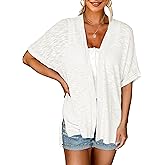 MEROKEETY Women's 2026 Summer Lightweight Kimono Cardigan Short Sleeve Open Front Casual Loose Trendy Beach Cover Ups