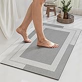 YDKGL Non Slip Bath Mat, Rubber Backing Ultra Thin Bathroom Rugs Fit Under Door Quick Dry Super Absorbent Washable Bath Rug Shower Mat for Bathroom Floor Bathtub Shower Sink, Easy Care Gray 16"x 24"
