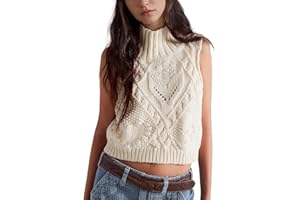 Hixiaohe Turtleneck Crochet Sweater Vest Fall Fashion Knit Sleeveless Tank Tops for Women Lightweight Casual Pullover Clothes
