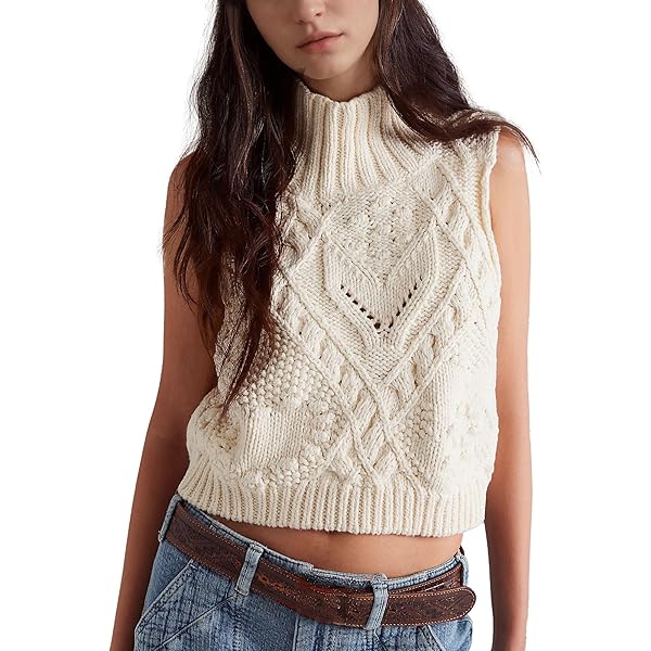 Biffxeu Apricot Sweater Vest for Women Knit Sleeveless
