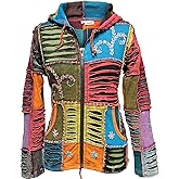 Shopoholic Fashion Stonewashed Embroidered Zip Up Jacket, Pixie Hooded Sweatshirts for Women