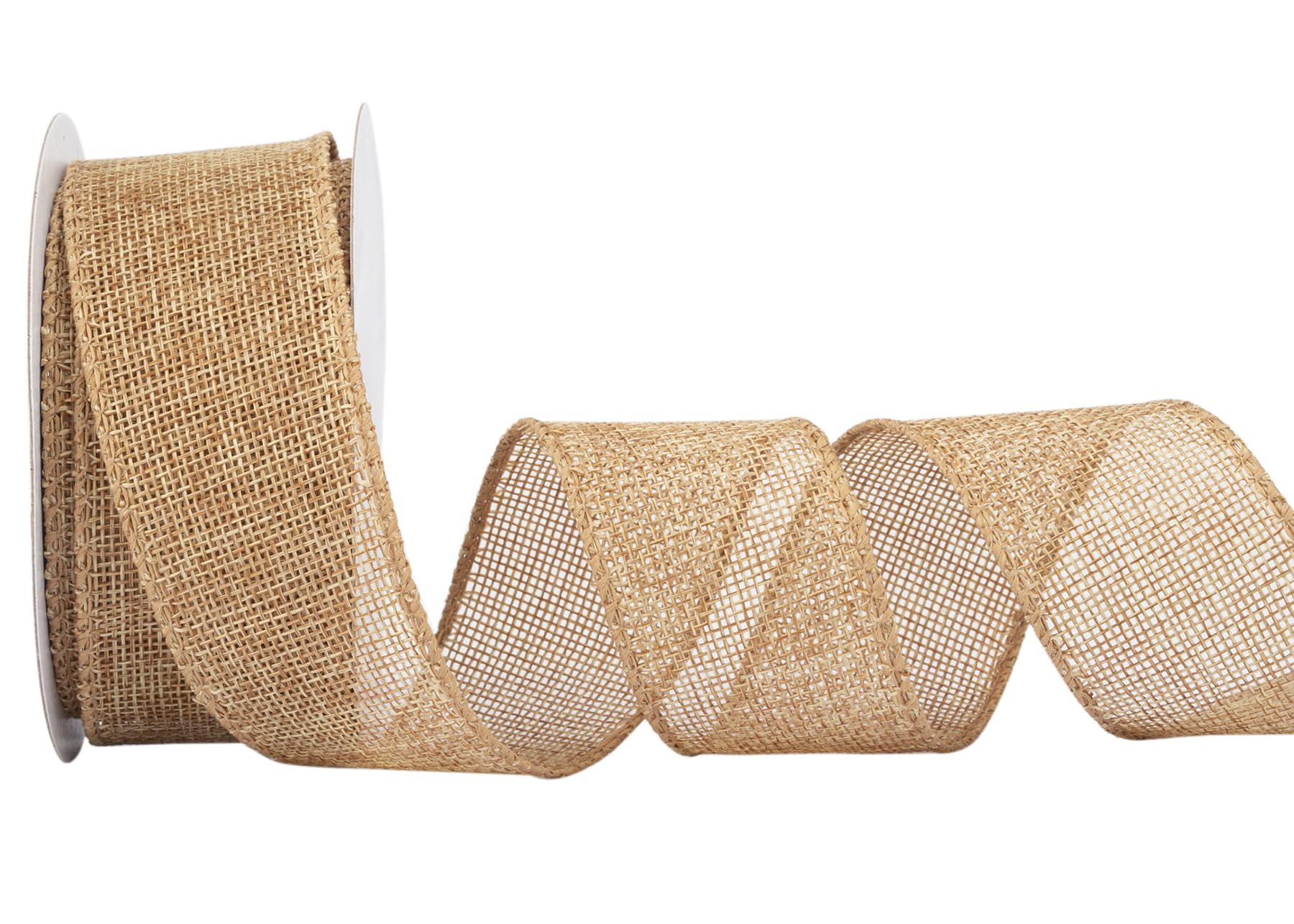 Zofrud Old Gold Burlap Ribbon - 38mm x 9M | Faux Jute Wired Ribbon for Wreaths, Christmas Decorations, Rustic Weddings, and Large Bow