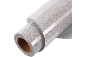 TORC Holographic Silver Glitter HTV Heat Transfer Vinyl HTV Rolls, 12" x 6 ft Iron on Vinyl for T Shirts Silver HTV Vinyl for All Cutter Machines Easy to Cut & Weed for Heat Vinyl Design 1 Roll