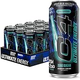 C4 Ultimate Energy Drink, Zero Sugar, Sour Blue Razzilla, 12pk | 300mg caffeine delivers ultimate energy, focus and performance when you need it most.