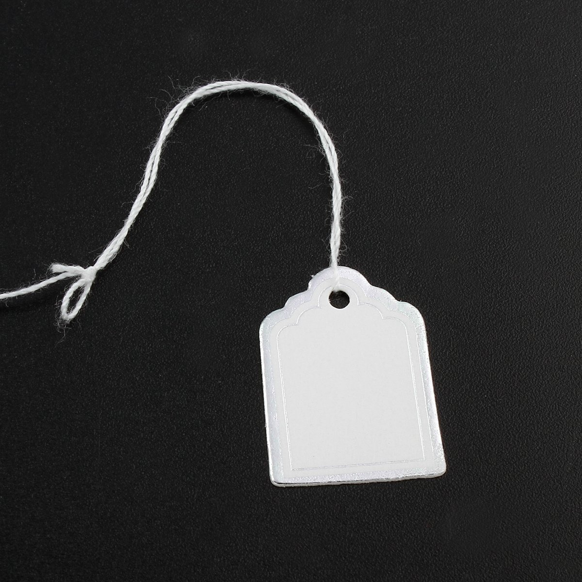 Pack of 300 Labels with Thread Price Labels Price Tags Thread Labels Jewellery Labels String Labels Hanging Labels Cardboard Label Price Labelling (24 x 17 mm Silver White)
