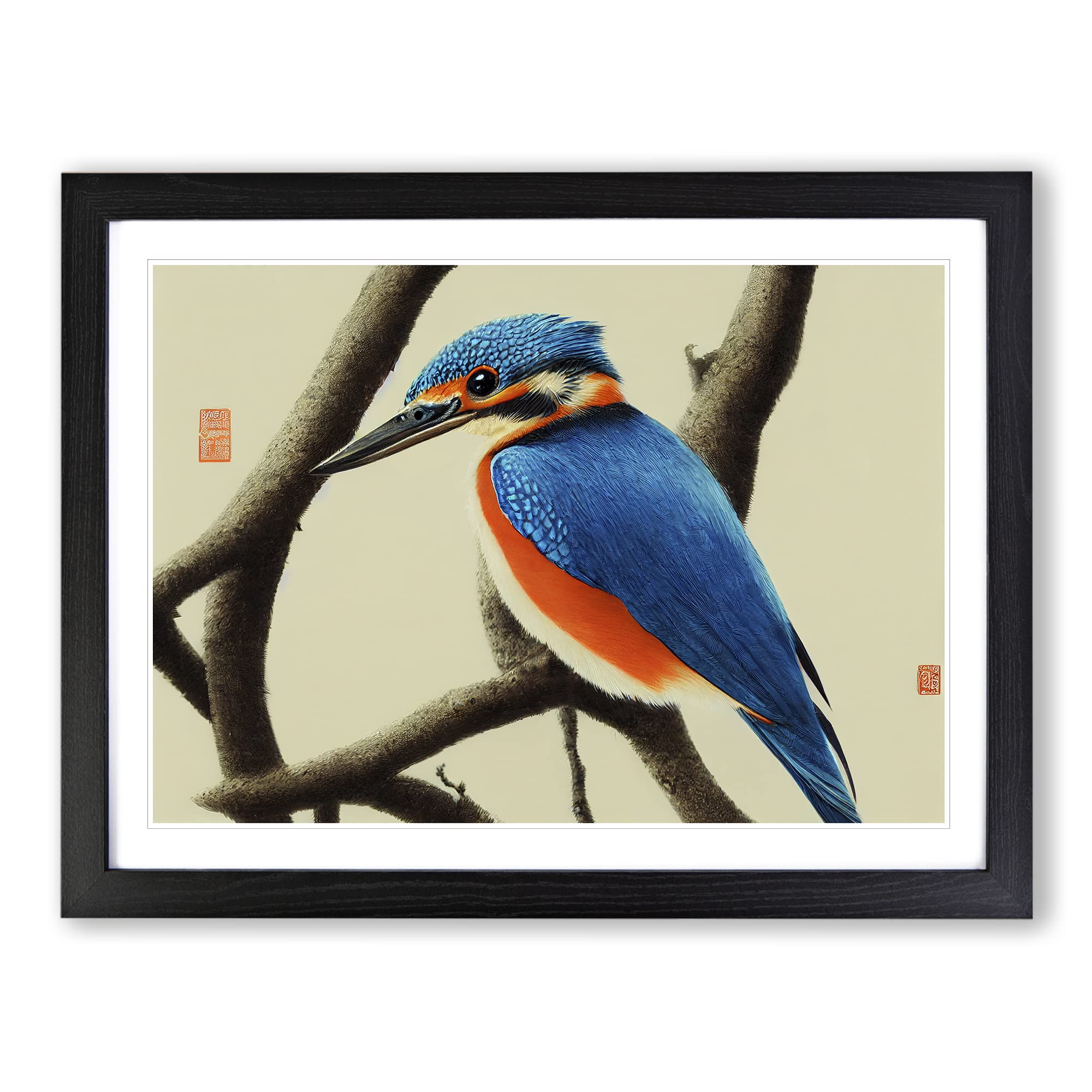 Ideal Kingfisher Bird Framed Print | A4 Black Framed Wall Art | Ready to Hang | Modern Nature Picture | Living Room Bedroom Lounge Office