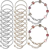 Hicarer 20 Pcs Chain Bracelet for Jewelry Making Women DIY Adjustable Snake Charm Bracelet with Heart Shape Extender Chain(Silver, Gold)