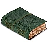 LEATHER VILLAGE Leather Bound Floral Embossed Journal for Women Men - 200 Pages, 8”X6”(A5), Green - Book of Shadows, Vintage Blank Paper Travel Diary, Notebook for Writing, Drawing, Sketchbook