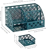EXERZ Desk Organiser Mesh Desk Tidy Caddy 7 Compartments Aegean Blue view 2