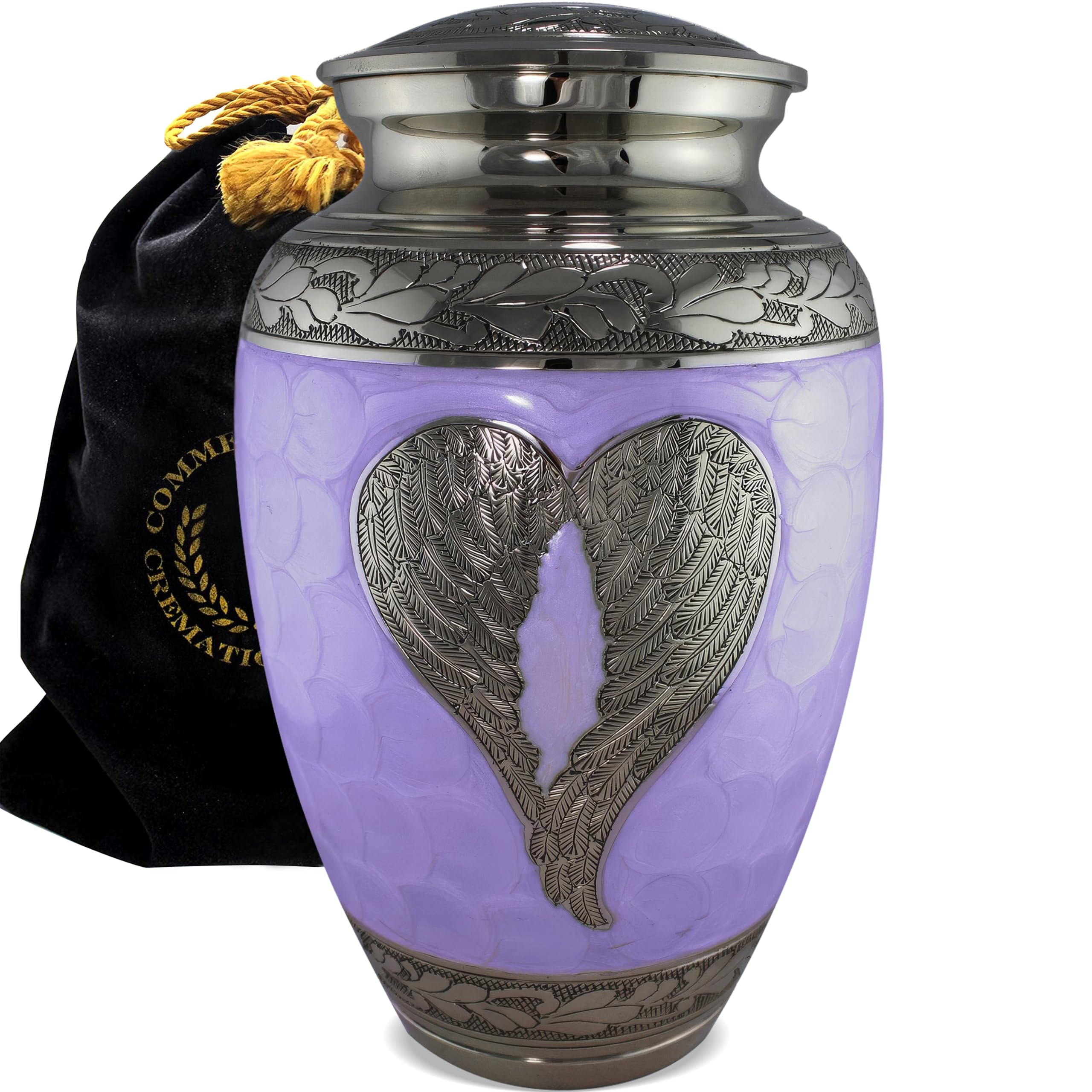 Commemorative Cremation Urns for Human Ashes Adult Female Cremation Urn for Ashes for Women - Personalized Decorative Urns - Beautifully Handcrafted Urn for Women (Large Purple Angel) Image
