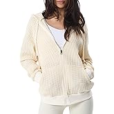 GIVON Women's Waffle Knit Zip Up Hoodie Sweater Comfort Lightweight Hooded Sweatshirt Jacket