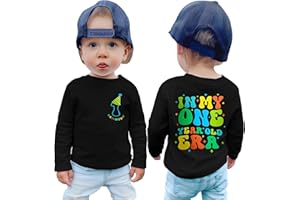 TITKKOP First Birthday Shirt Baby Boys One Year Old Tops 1st Birthday T-Shirt Cotton Long Sleeve Clothes Outfit