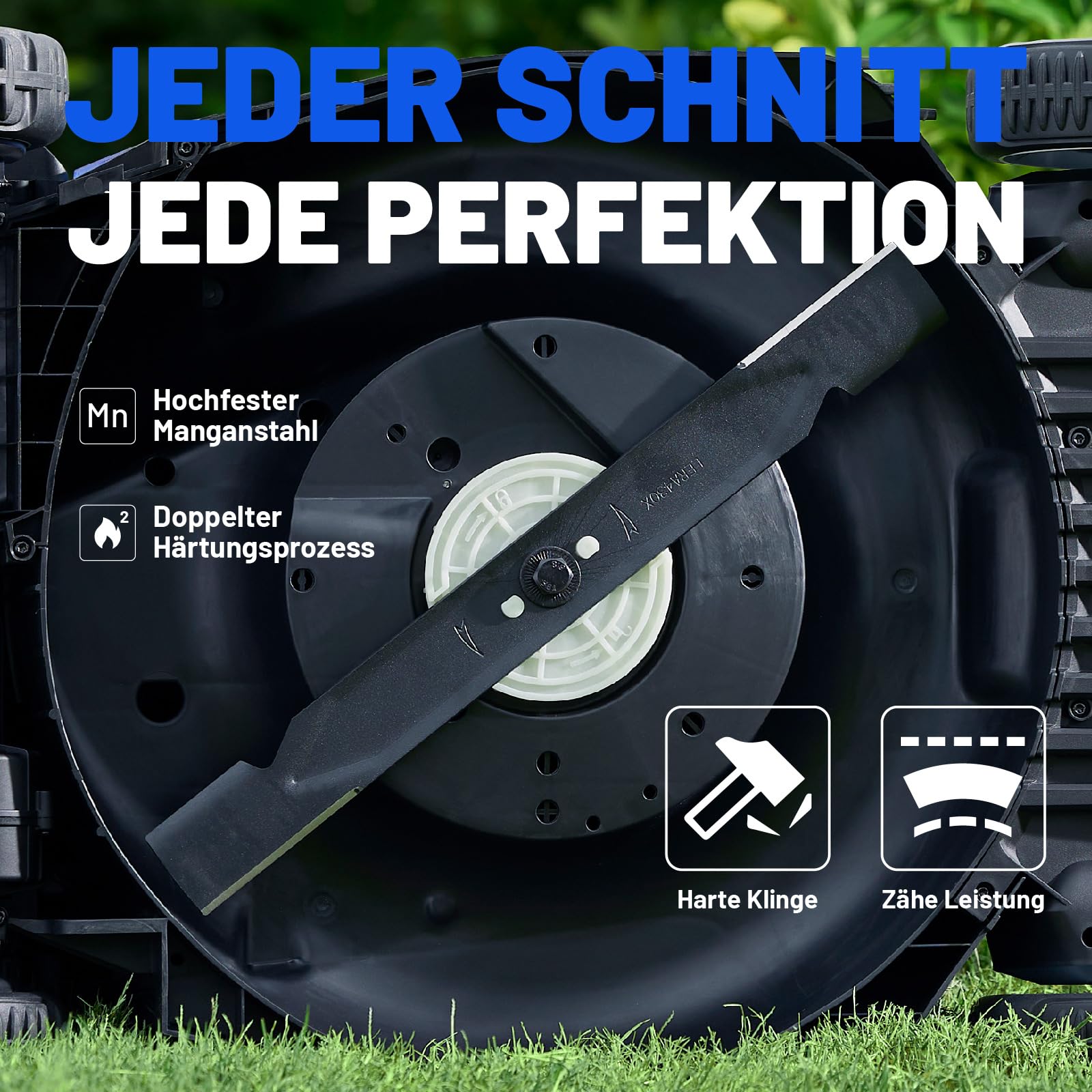 Litheli Easysurge Akku Rasenmäher, 40V/43cm Schnittbreite, Selbstfahrend (2,2-4,7 km/h), Bürstenloser Motor, bis 500 m², 50L Fangkorb, 25-75 mm Schnitthöhe, inkl. 2 x 4,0 Ah Akkus 9