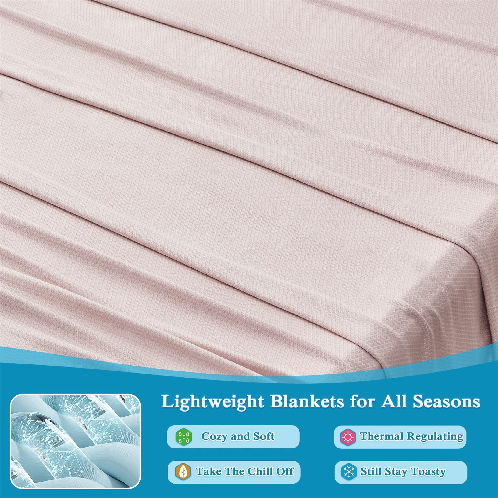KPBLIS Cooling Thin Bamboo Blankets for Hot Sleepers, Extra Cool Throw
