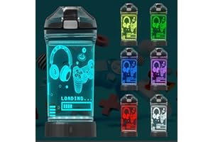 Attivolife Game Glowing Water Bottle, Light up Kids Cup with 3D Gamepad Control Illusion Lamp-14 OZ Headphone BPA Free Eco-Friendly Creative Gamer Play Gift for Back to School Teen Boy Child Holiday