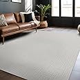 Luul Home Micro Loop Indoor Rug White 5x7 Boho Geometric Neutral Area Rugs for Living Room Soft Luxury Modern Low and High Pile Durable Stain Resistant Non-Shedding Indoor Area Carpet 5 x 7