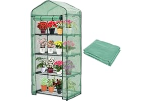 PURLYU 4-Tier Greenhouse Replacement Cover Clear PE Greenhouse Replacement Cover with Roll-Up Zipper Door - 27" L x 19" W x 61" H(Cover Only) PLGH704PEGC
