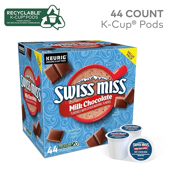 SWISS MISS MILK CHOCOLATE HOT COCOA, SINGLE-SERVE KEURIG K-CUP PODS, HOT CHOCOLATE, 44 COUNT