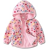 YJBQ Toddler Girl Fleece Jacket with Hood Warm Zip Up Coat for Fall Winter & Spring Lightweight Soft Outerwear for 1-6 Years