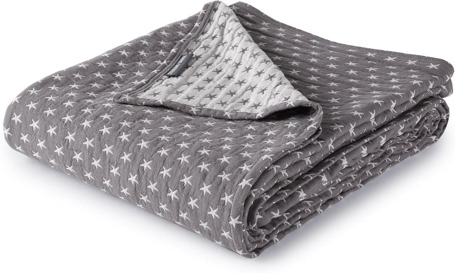 Dawson Star Three Layers Lightweight 100% Soft Washed Cotton Gauzy Blanket (Queen, Gray)