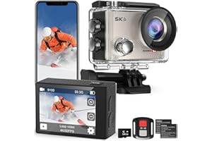 HIICAM Speed 10 Action Camera 5K 30FPS Waterproof Camera Underwater 131 FT with EIS, Remote Control Speed 10 Sports Camera 5X Zoom Without Memory Card, 2x1350mAh Battery, Silver