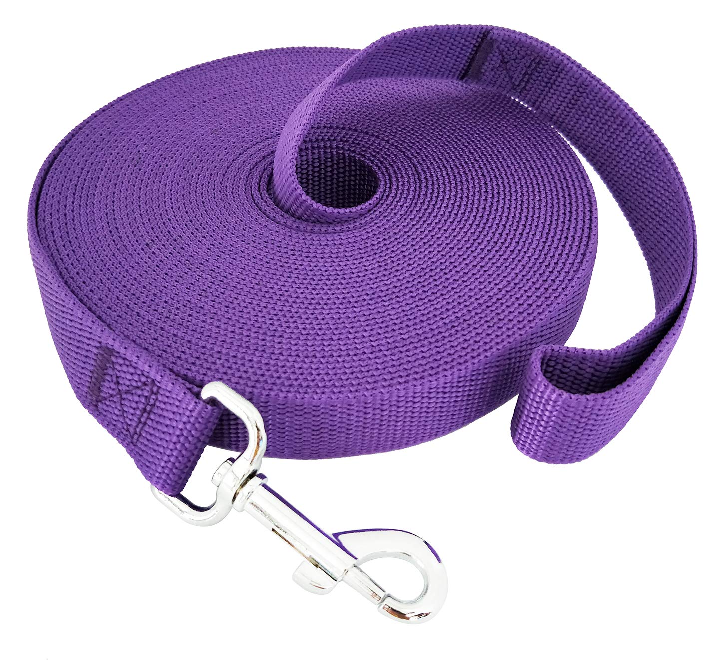 SALO Nylon Training Dog Leash for Small Medium Large Dogs, 1 Inch Wide, 20ft 30ft 40ft 50ft Long Leash Dog/Puppy Lead for Obedience Recall Training, Camping, or Backyard (40 Foot, Purple)