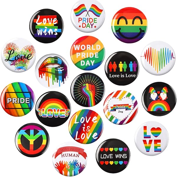 Beistle Ally Pride Buttons 6-Pack - 2 Inch Rainbow Pin-Back Badges With Prismatic 'ALLY' Text For LGBTQIA+ Support & Visibility