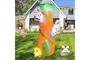 Hioasis 7.1FT Easter Inflatable Outdoor Decorations- Inflatable Carrot House Easter Blow Up Yard Decorations with Built-in LED Lights for Easter Holiday Party Indoor Outdoor Yard Garden Lawn Decor