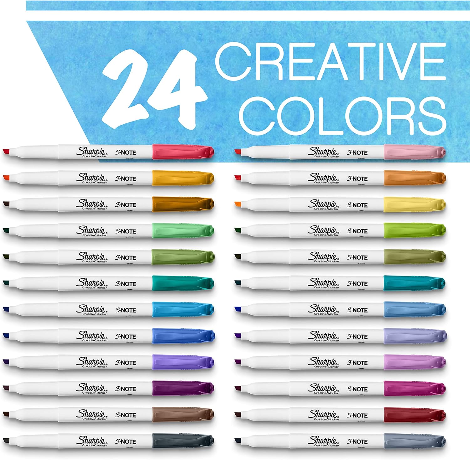 Sharpie S-Note Creative Markers, Highlighters, Assorted Colors, Chisel Tip, 24 Count : Office Products