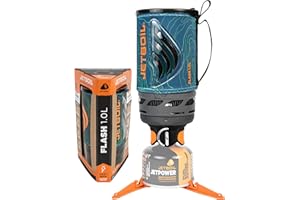 Jetboil Flash 1.0L Portable Fast Boil Stove for Camping and Backpacking with 1-Step Auto Ignition, New for 2025, Propane/Isobutane Burner with Cooking Cup