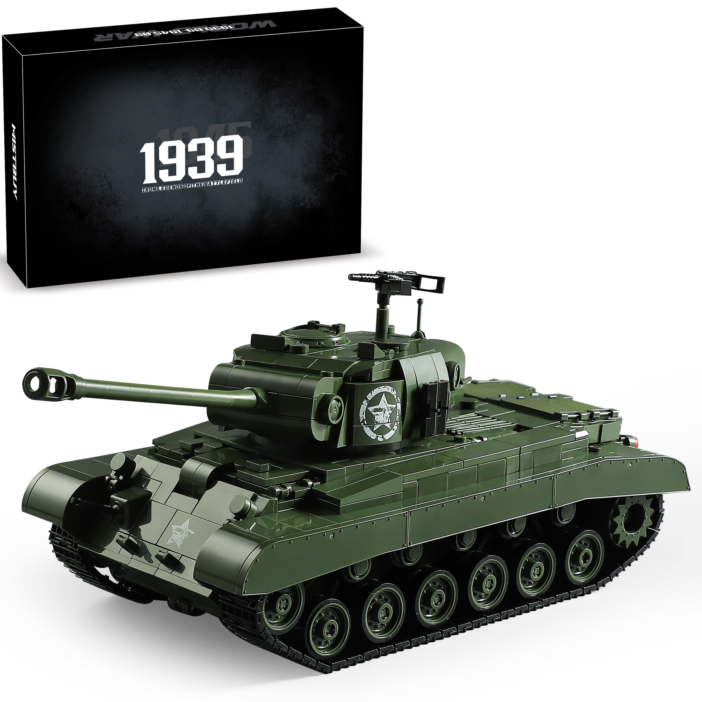 Photo 1 of 1703-Piece WW2 Army Tank Building Blocks Sets for Adults Compatible with Lego, Create a M26 Pershing Tank Model kit to Build and Display, Collectible Gift Ideal for Military Fans