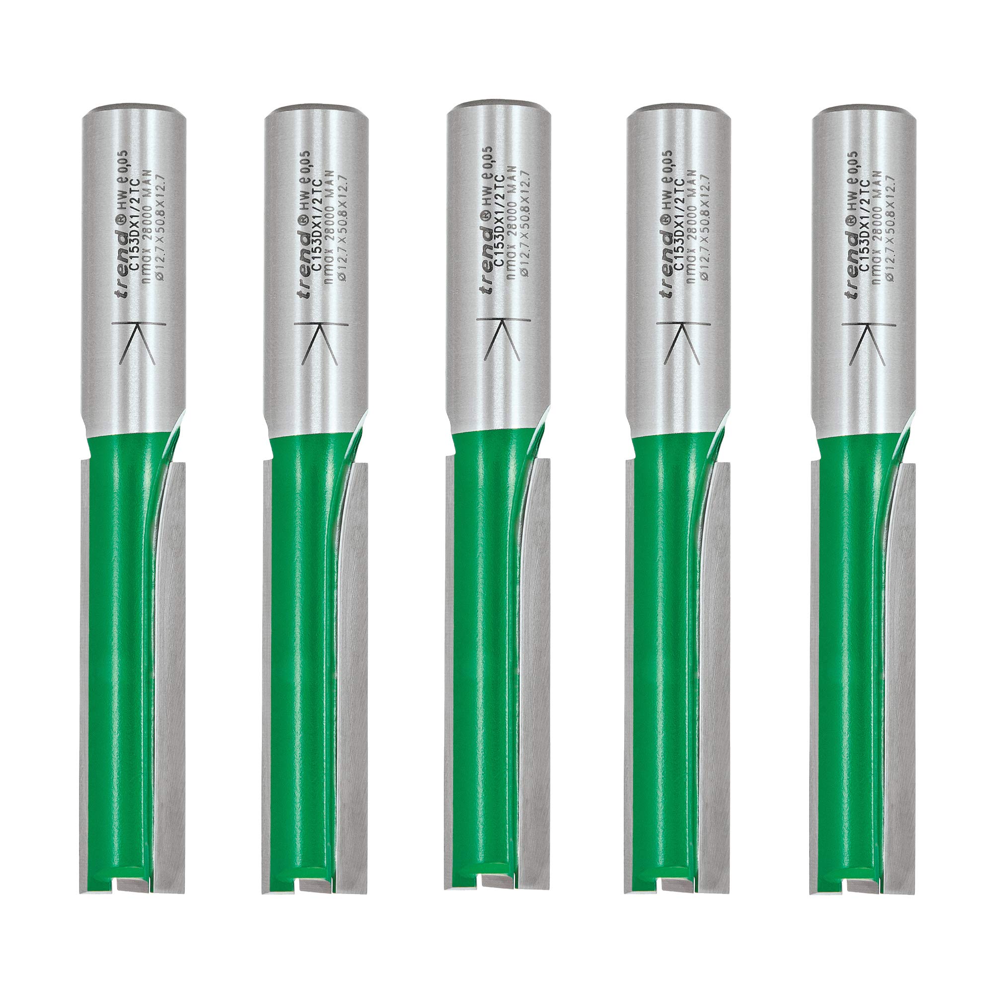 Trend CraftPro Kitchen Fitter Worktop Router Cutter, 1/2 Inch Shank, 12.7mm Cut Diameter & 50mm Cut Length, Pack of 5, Tungsten Carbide Tipped, CR/KFP/4