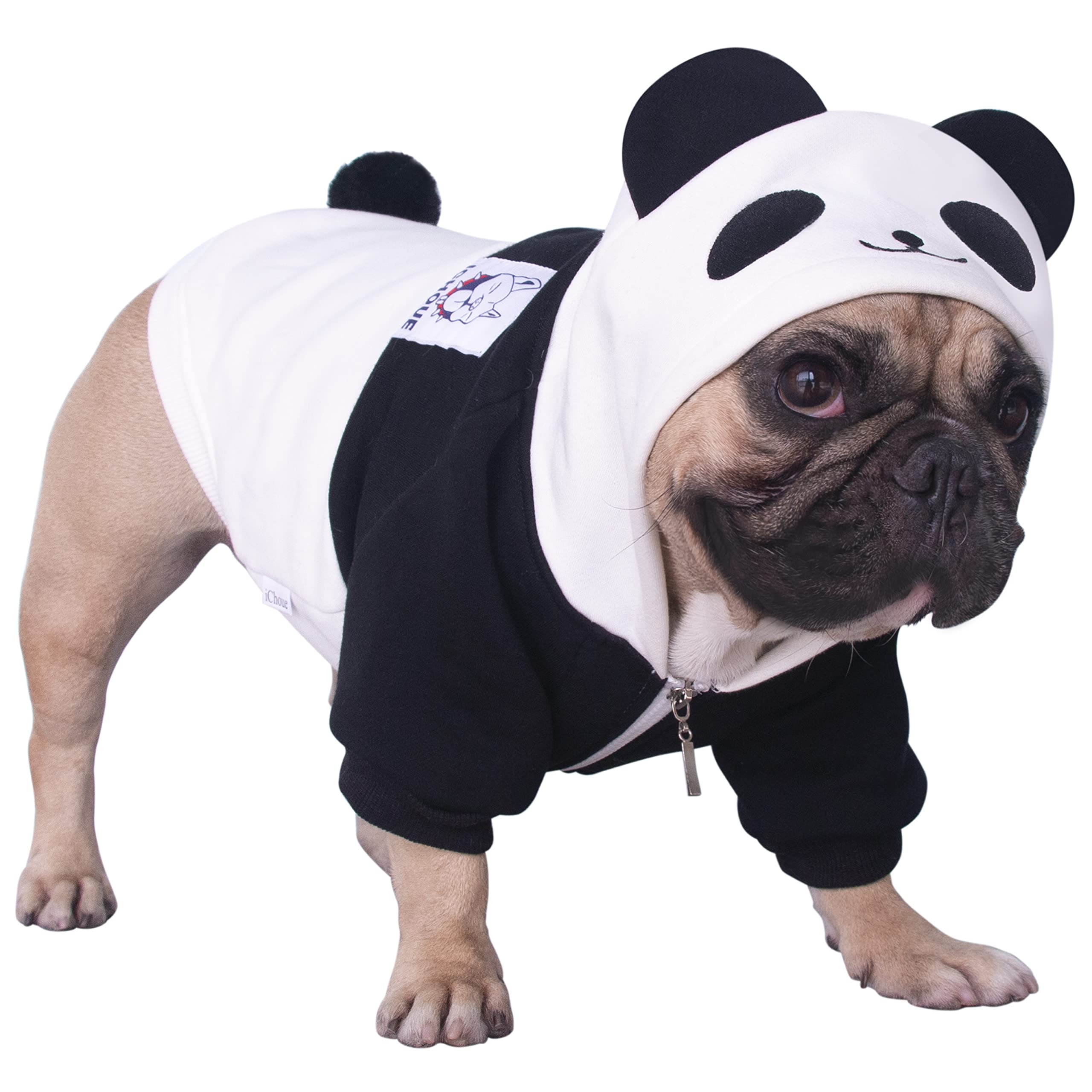 Photo 1 of iChoue I am a French Bulldog Dog Panda Costumes Clothes Sweater Cute Funny for Small Dogs Cold Weather Winter Coats Hoodies Frenchie English Pug Pitbull Corgi Puppy - Black/Medium