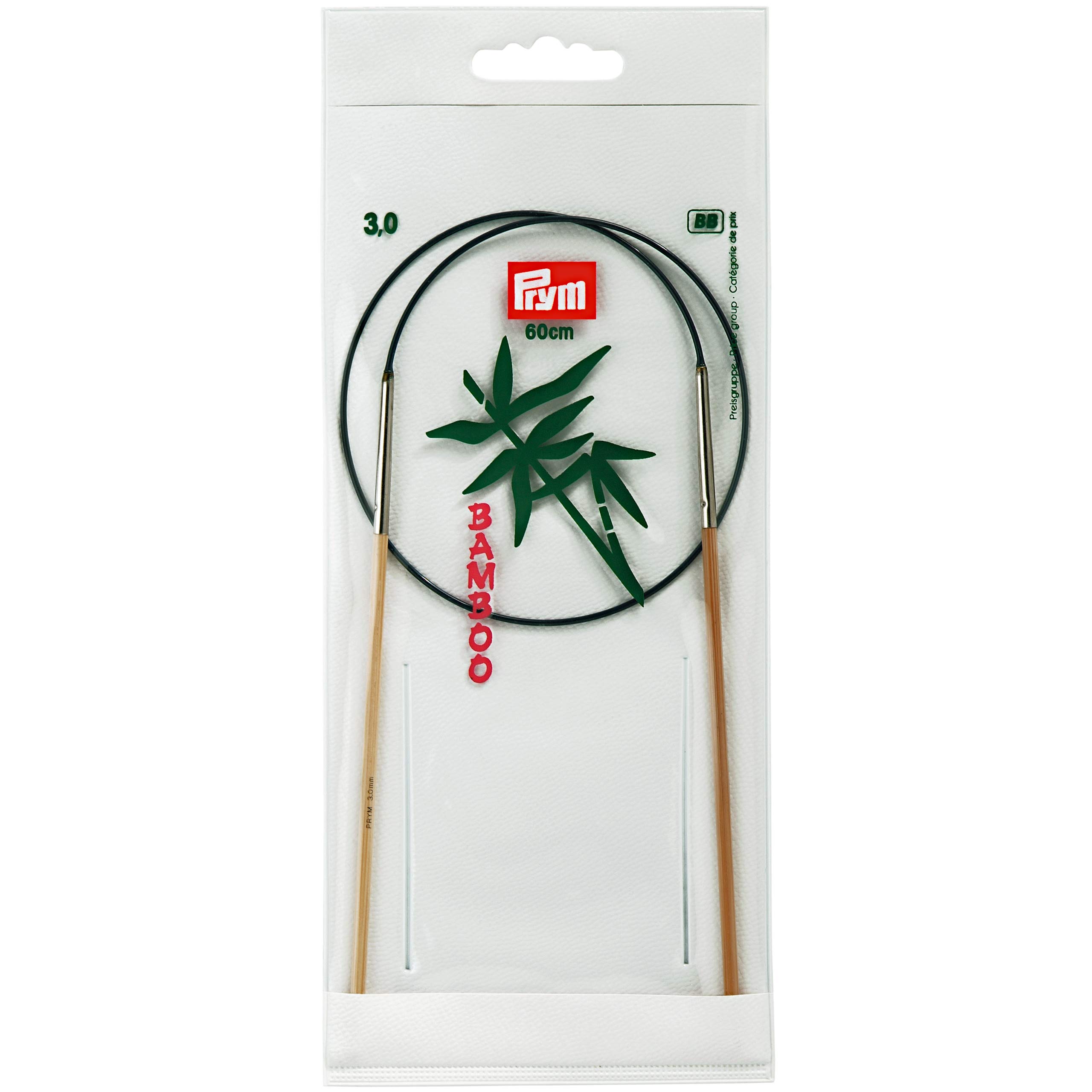 Prym 60 cm x 3 mm Circular Knitting Pins, Bamboo
