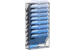 DALTACK Wall File Holder 10 Tier Hanging Wall File Organizer, for Papers Mails Folders Clipboard Magazine Organization, for O