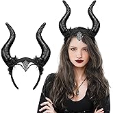 Spooktacular Creations Halloween Devil Horns Headband, Black Ram Horns Headgear, Dragon headwear for Kids Adult Halloween Succubus Devil Costume Party Dress up Cosplay Accessories