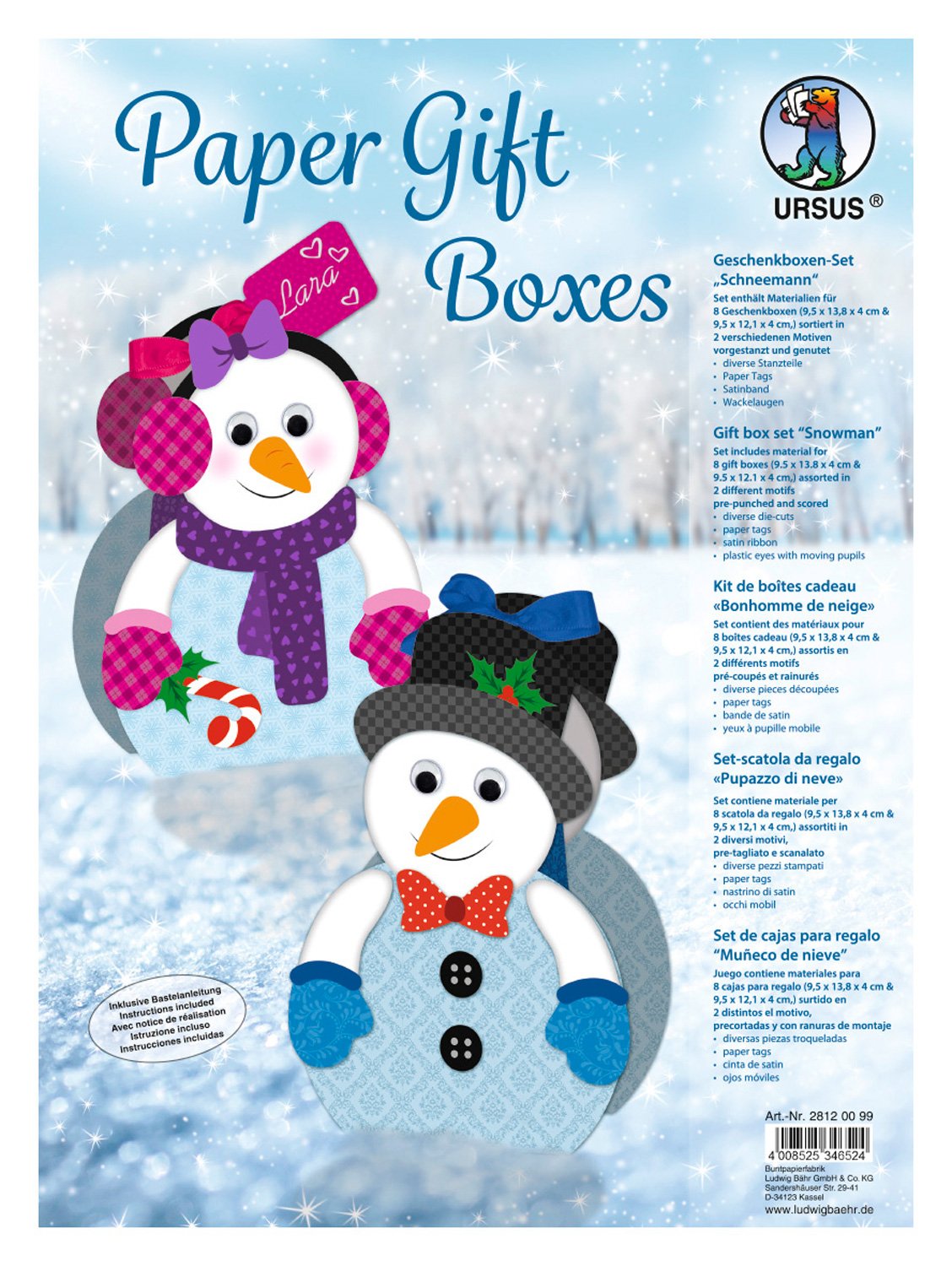 Ursus 28120099 Paper Gift Boxes Snowman