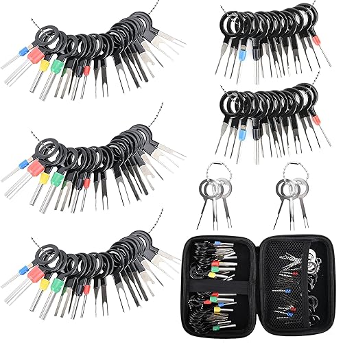 Terminal Pin Removal Tool Kit 82 Pcs Depinning Electrical Connector Pin Extractor Tool Set Wire Terminal Release for Automotive Car Household Devices - Black