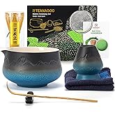 TEANAGOO 7 Pcs Matcha Whisk Set, Ceramic Matcha Set, Matcha Kit for Ceremony, Matcha Tea Set for Making Breakfast/Latte, Whisk Set and Bowl with All Accessories, Gift for Matcha Lover