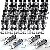 Jexine 50 Pcs Mini Flashlight Keychains Bulk with Lanyard Portable Plastic LED Key Chains Flashlights Small for Night Reading Emergency Hurricane Camping Hiking Party Favors(Black,Simple)