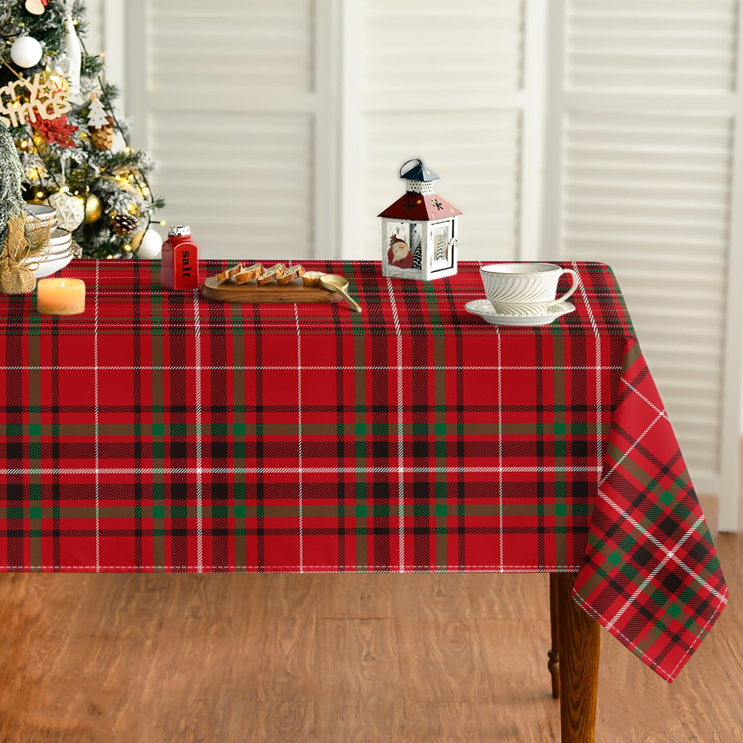 Photo 1 of Horaldaily Christmas Tablecloth 60×140 Inch Rectangular, Buffalo Plaid Red Washable Table Cover for Party Picnic Dinner Decor