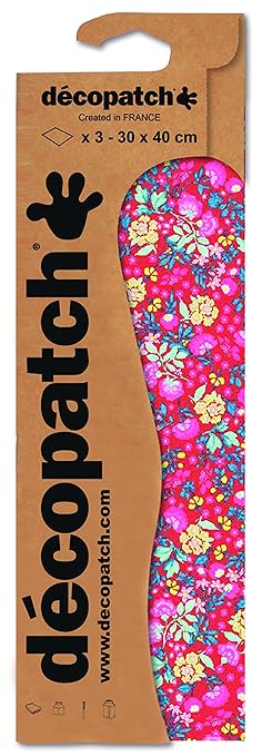 Decopatch Papier No. 751 (rot Blumenranke, 395 x 298 mm) 3er Pack