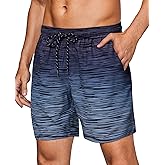 Gleeease 7inch Mens Swim Trunks: with Mesh Liner Pockets Drawstring Quick Dry Stretch Lined Funny Beach Swimming Pool Surf