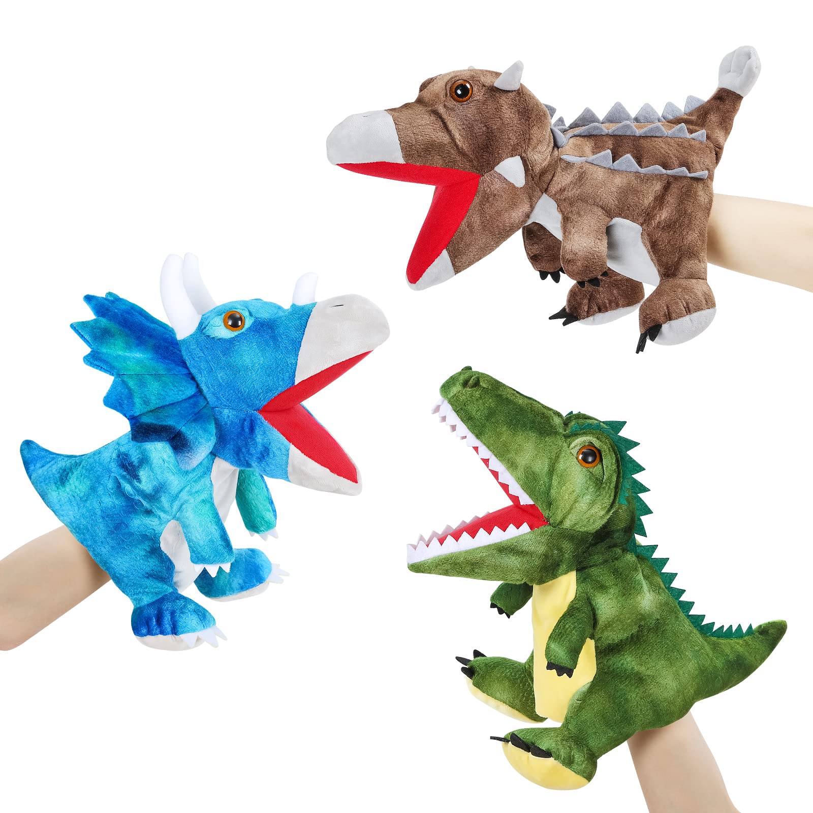 Photo 1 of 3Pcs Dinosaurs Plush Toys, Dinosaur Hand Puppets Kids Toys,Stuffed Animals Plush Toys Interactive Games for Boys Girls Age 4 5 6 7 8