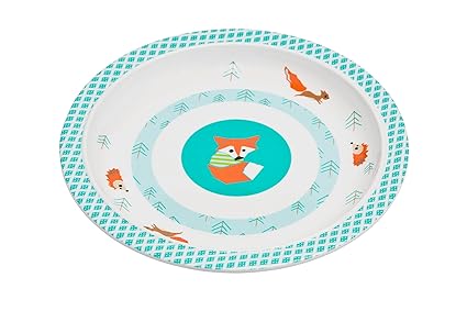 LÄSSIG Teller Kinder Baby Kleinkind rutschfest spülmaschinengeeignet Melamin/Plate Little Tree Fox