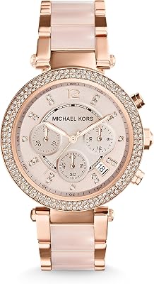 Reloj Parker para Mujer, Movimiento cronógrafo de Cuarzo con Correa de Acero o PVC, Tono Oro Rosa y Rosa Claro, 39 mm