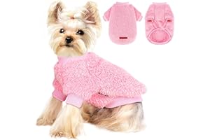 YIKEYO Dog Sweater Small Dog Sweater Soft Warm Fleece Dog Sweaters for Small Dogs Girl & Boy Dog Winter Clothes Teacup Dog Clothes Chihuahua Yorkie Puppy Clothes Pet Cat Sweater Coat Jacket（XXS，Pink）