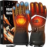 Heated Gloves, Rechargeable Heated Gloves for Men Women, Waterproof Electric Heating Ski Gloves with Touchscreen for Cold Weather Motorcycle Skiing Snowboarding Hiking Hunting Gifts