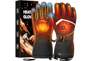 CAUASOCK Heated Gloves, Rechargeable Heated Gloves for Men Women, Waterproof Electric Heating Ski Gloves with Touchscreen for Cold Weather Motorcycle Skiing Snowboarding Hiking Hunting Gifts